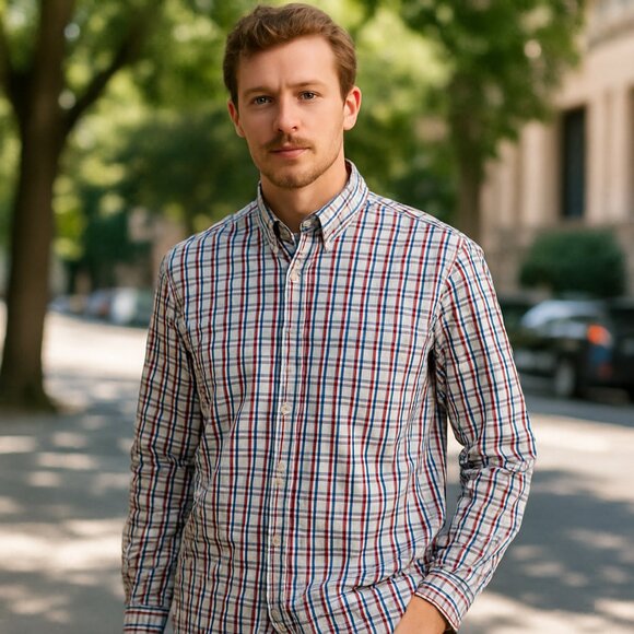 Lacoste Men’s Plaid Button-Down Dress Shirt Size 44 (Large) - Picture 3 of 6